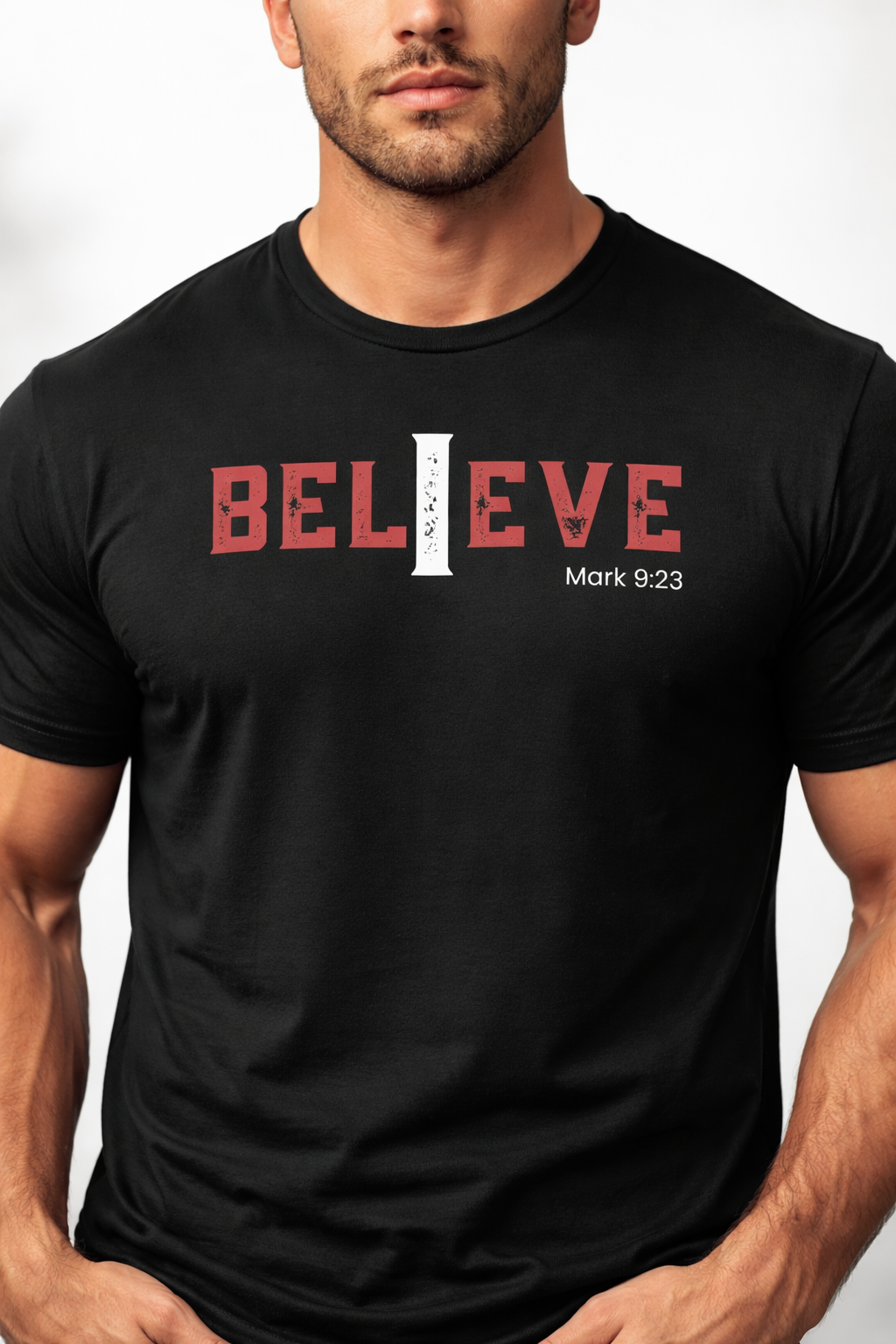 Believe Christian T-Shirt | Mark 9:23 Faith Graphic Tee