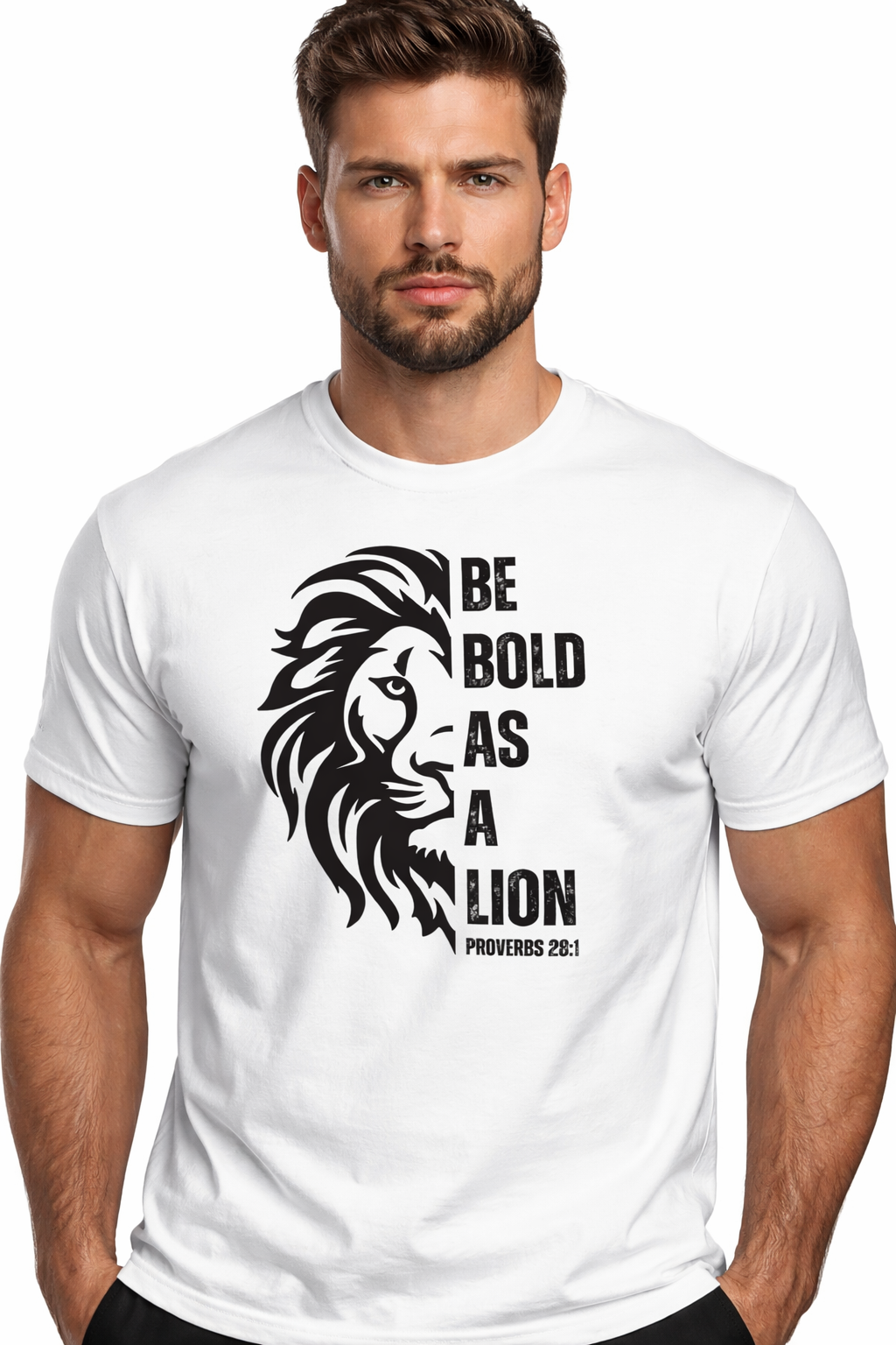 Bold as a Lion Christian T-Shirt | Proverbs 28:1 Faith Apparel