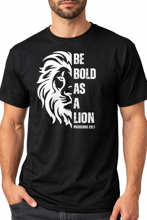 Be Bold as a Lion Heavyweight Christian T-Shirt | Proverbs 28:1 Faith Tee