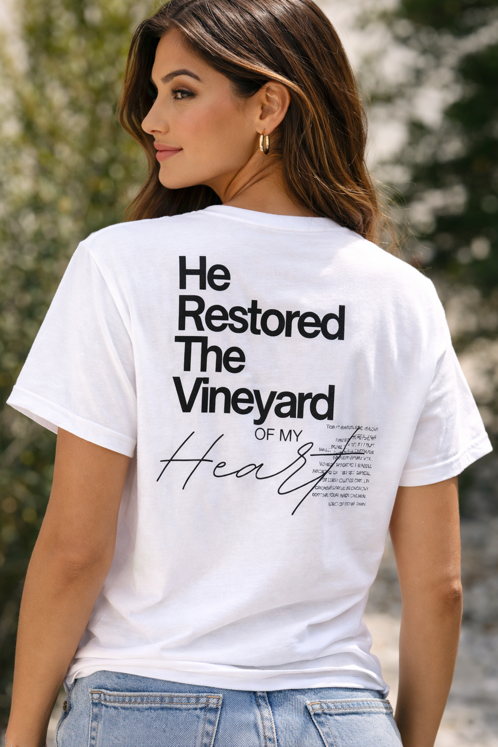 He Restored the Vineyard of My Heart Christian T-Shirt | Healing & Restoration Tee