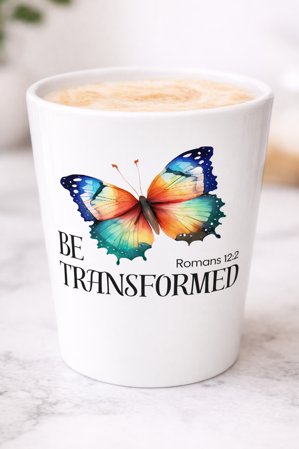 Be Transformed Christian Latte Mug | Romans 12:2 Faith Coffee Mug