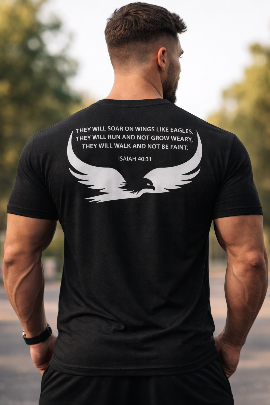 SOAR Christian T-Shirt | Isaiah 40:31 Front & Back Faith Shirt