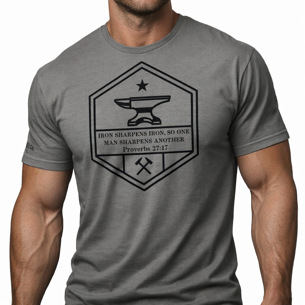 Iron Sharpens Iron Christian T-Shirt | Proverbs 27:17 Faith Tee
