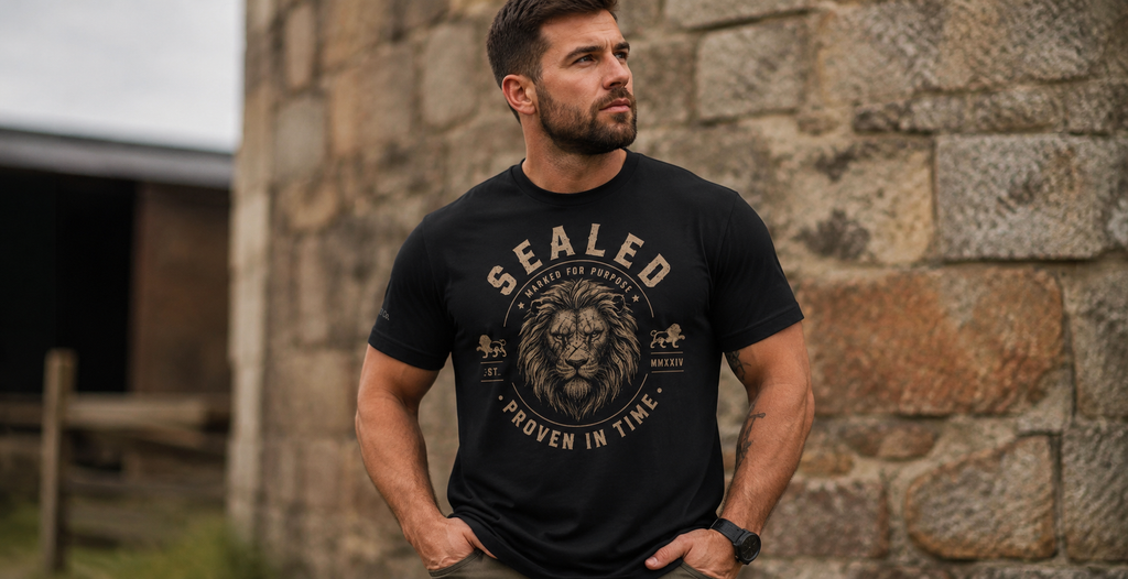 SEALED Proven in Time Lion T-Shirt | Christian Graphic Tee | Marked for Purpose Faith Shirt | Vintage Lion Unisex Tee