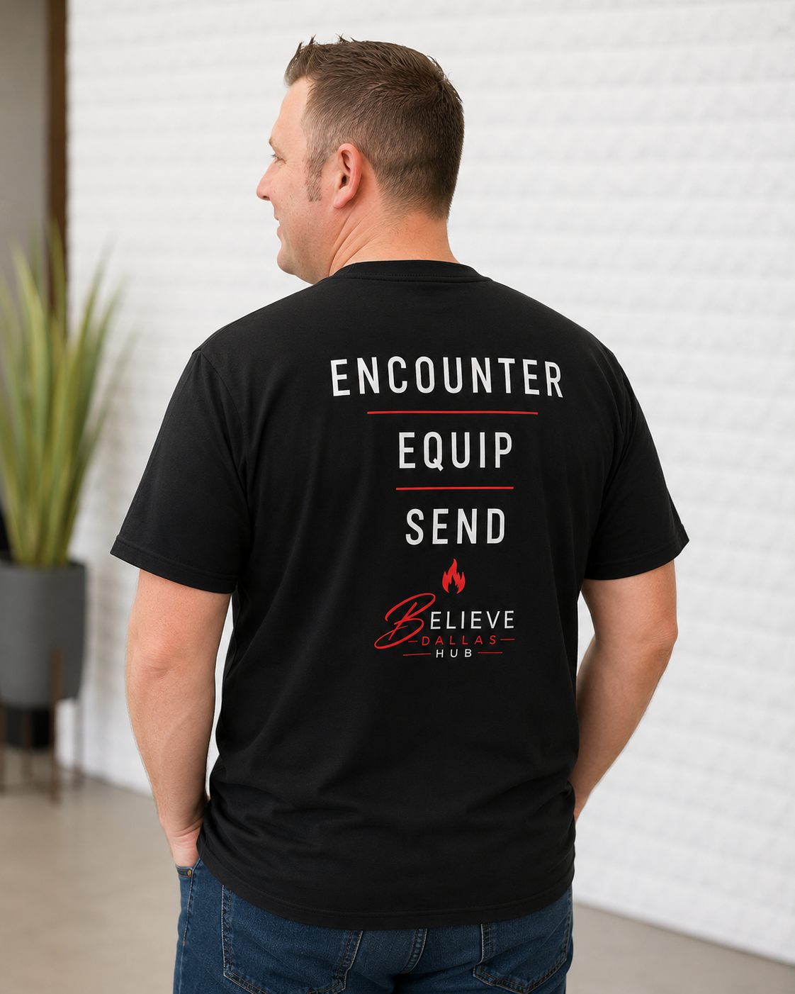 Believe Dallas Hub Encounter • Equip • Send Christian T-Shirt | Premium Front & Back Faith Apparel