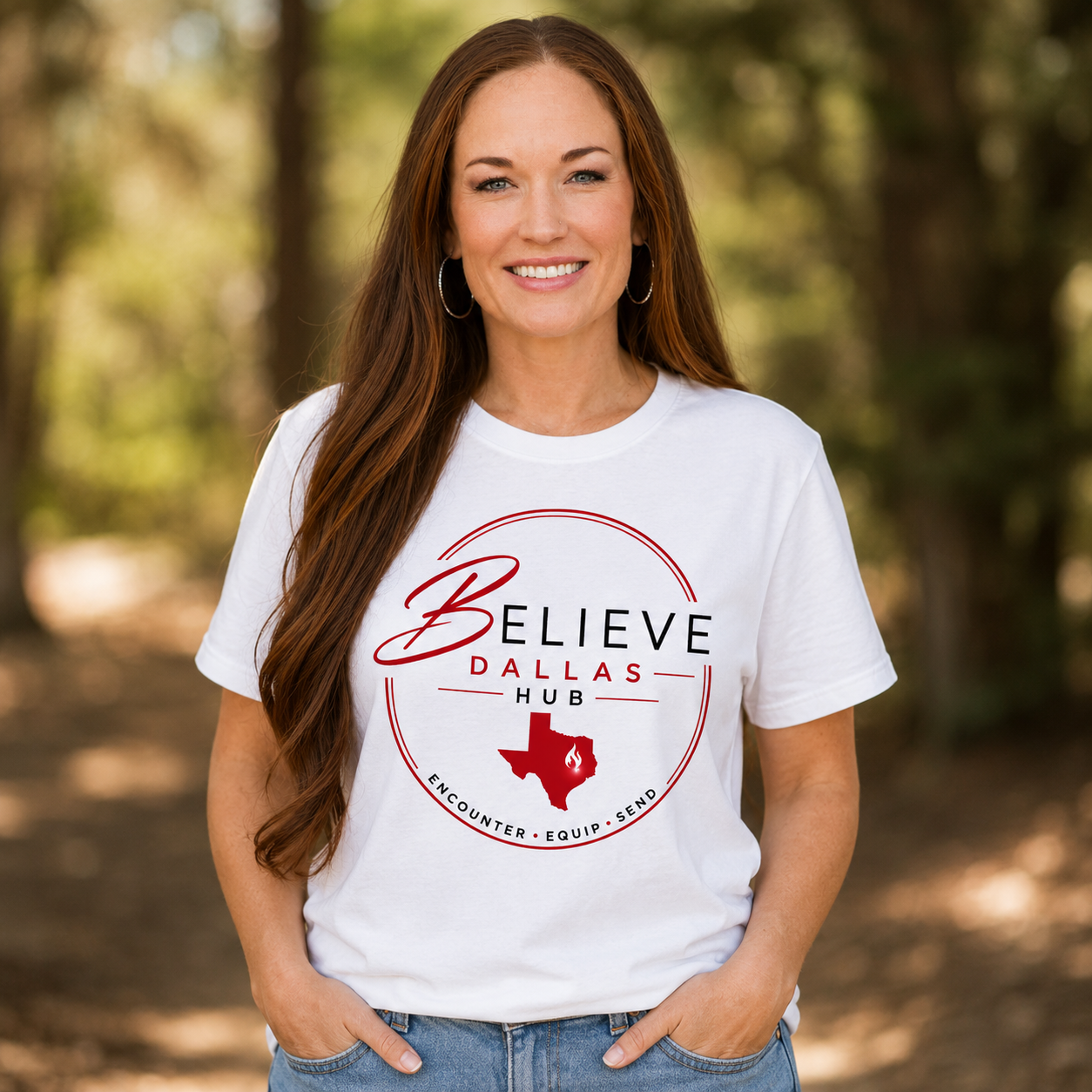 Believe Dallas Hub Logo T-Shirt | Premium Christian Graphic Tee | White Front Logo Shirt