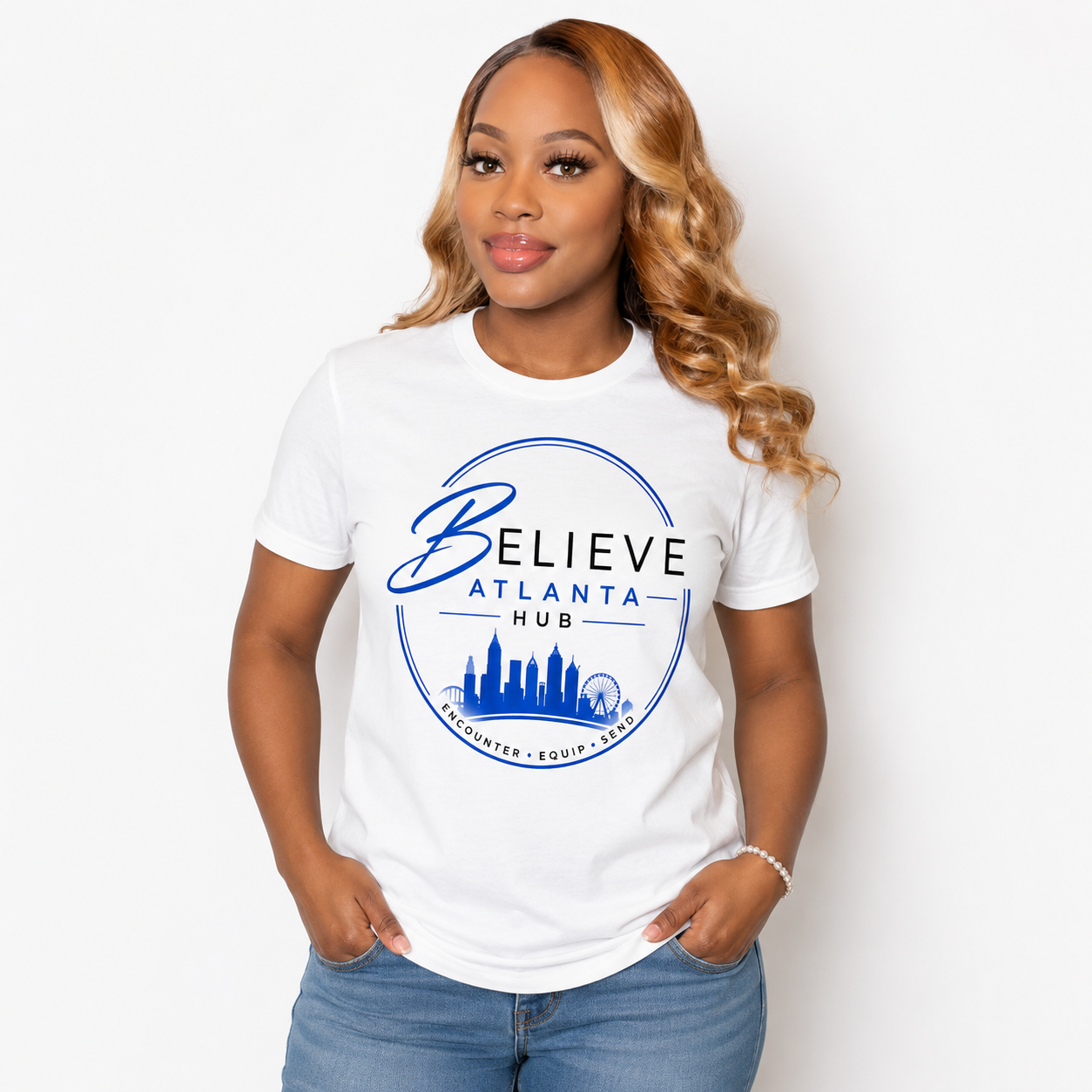 Believe Atlanta Hub Logo T-Shirt | Premium Christian Graphic Tee | White Faith Shirt