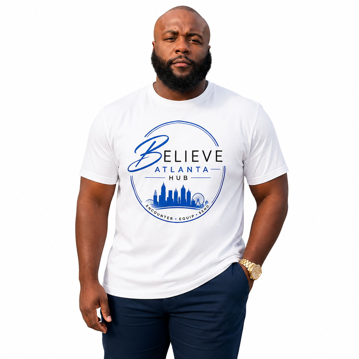 Believe Atlanta Hub Logo T-Shirt | Premium Christian Graphic Tee | White Faith Shirt