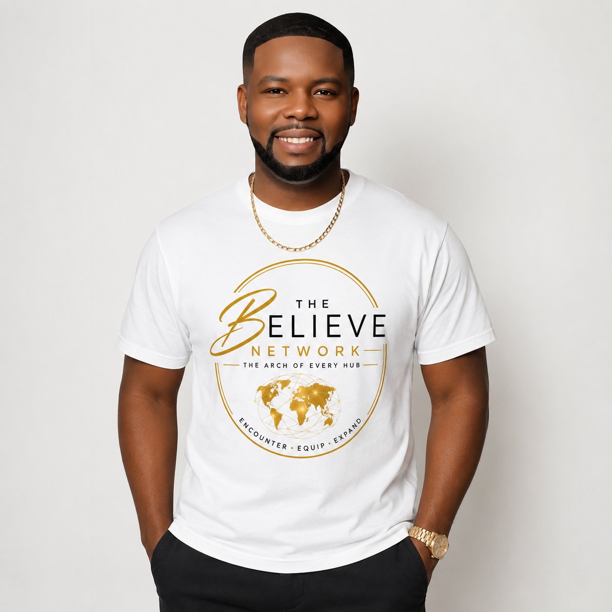 The Believe Network Logo T-Shirt | Premium Christian Graphic Tee | White Faith-Based Shirt