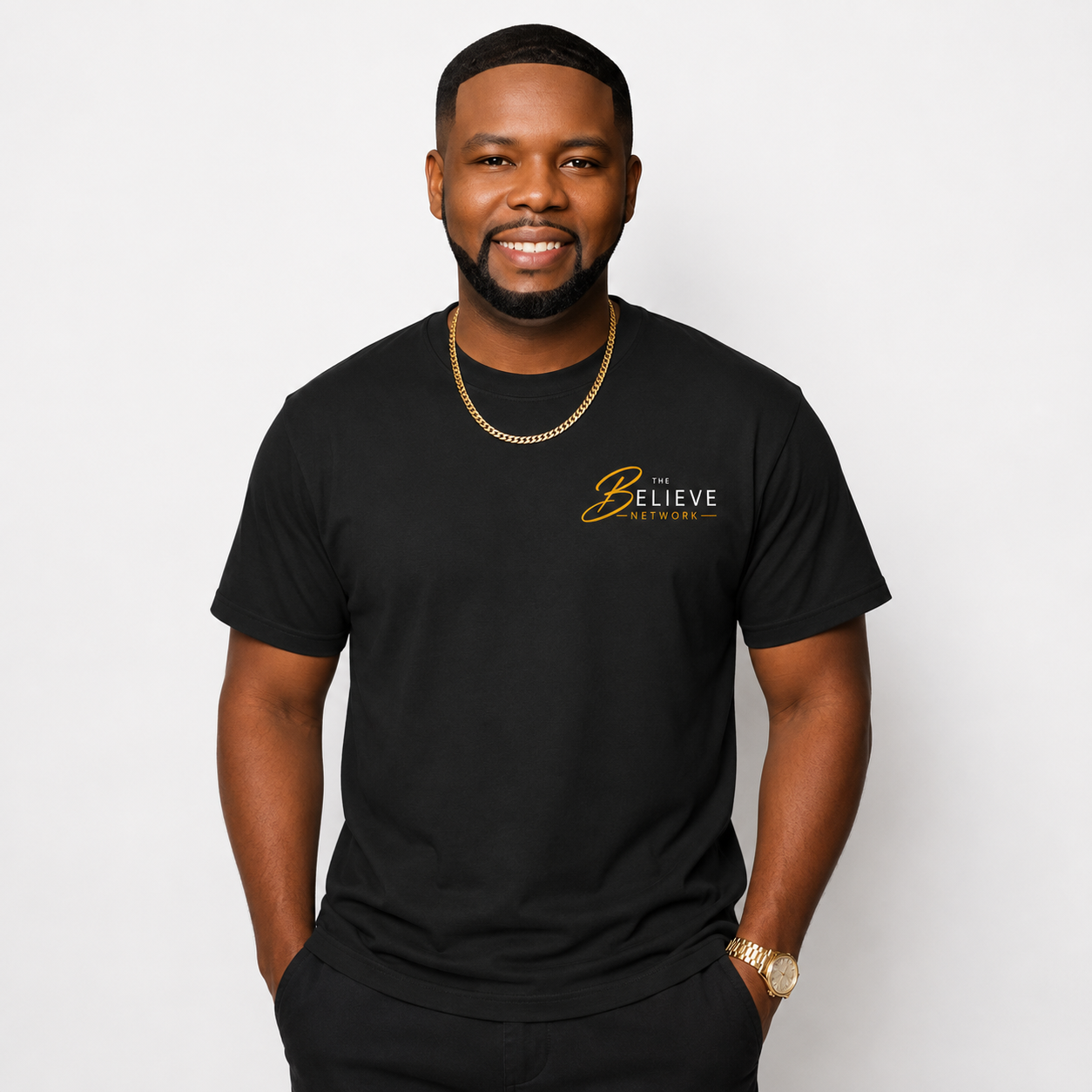 The Believe Network Christian T-Shirt | Premium Front Logo Faith Apparel | White Tee
