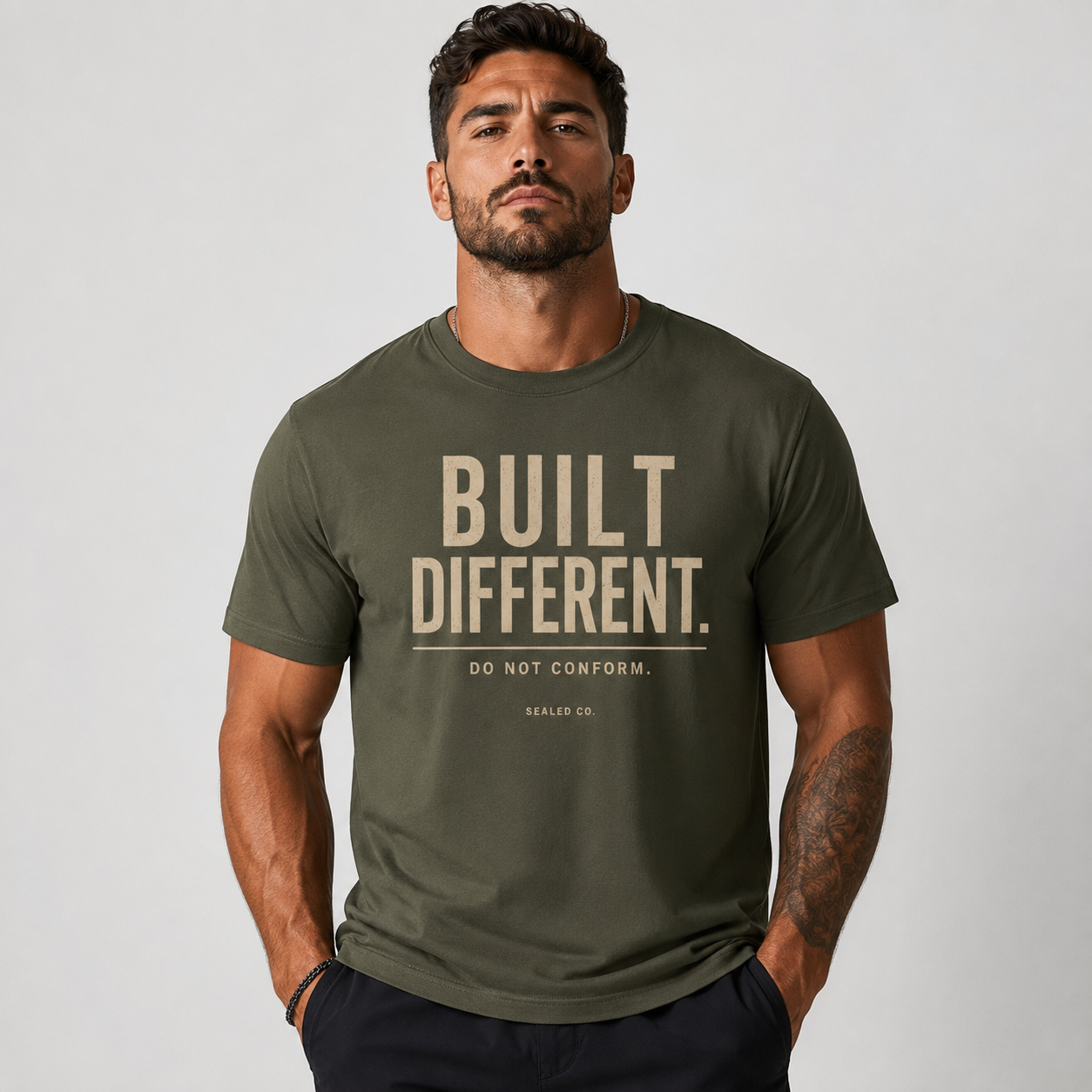 Built Different Christian T-Shirt | Romans 12:2 | Premium Faith Streetwear | SEALED Co.