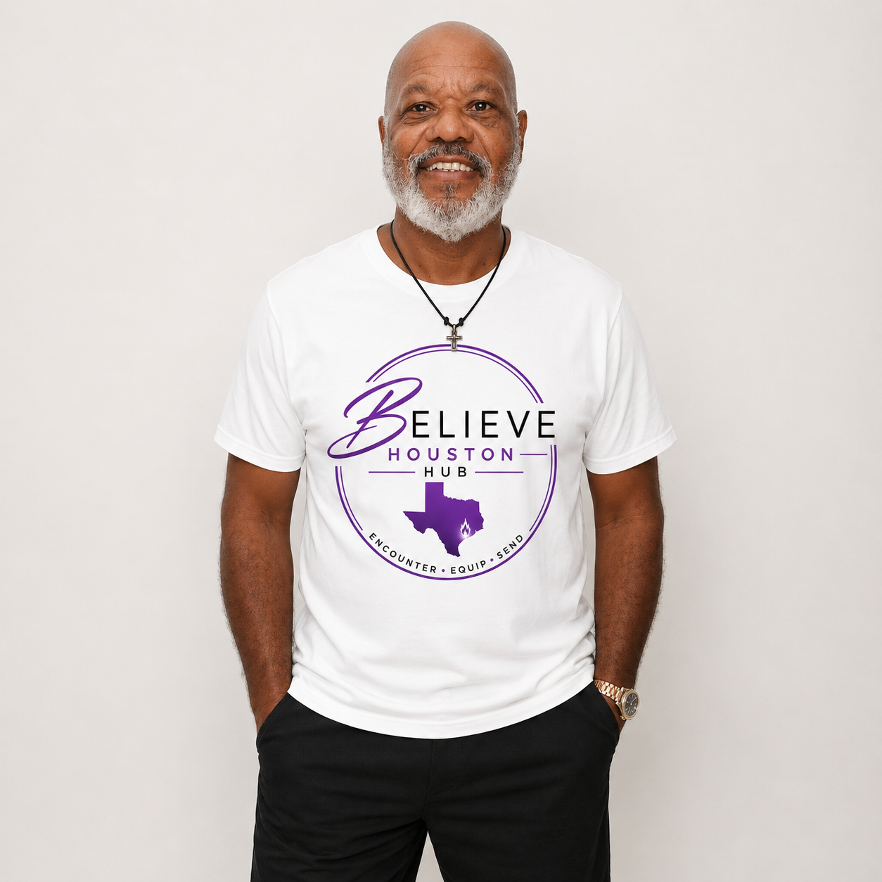Believe Houston Hub T-Shirt | Christian Texas Apparel | Faith-Based Church Shirt | Believe Network