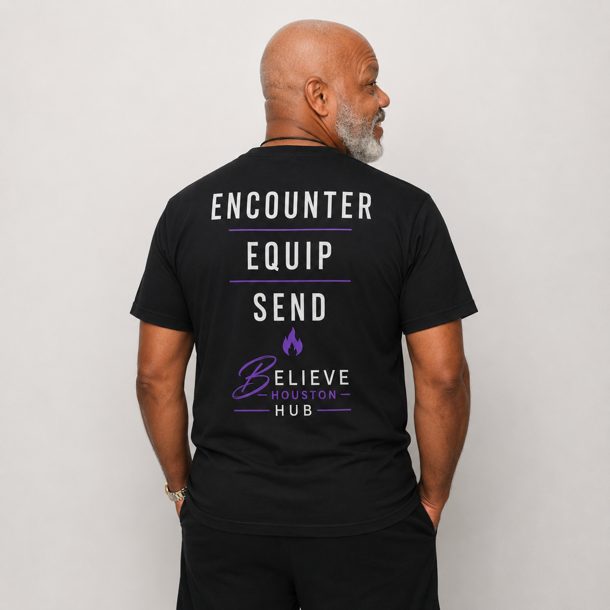 Believe Houston Hub Encounter • Equip • Send Christian T-Shirt | Premium Front & Back Faith Apparel