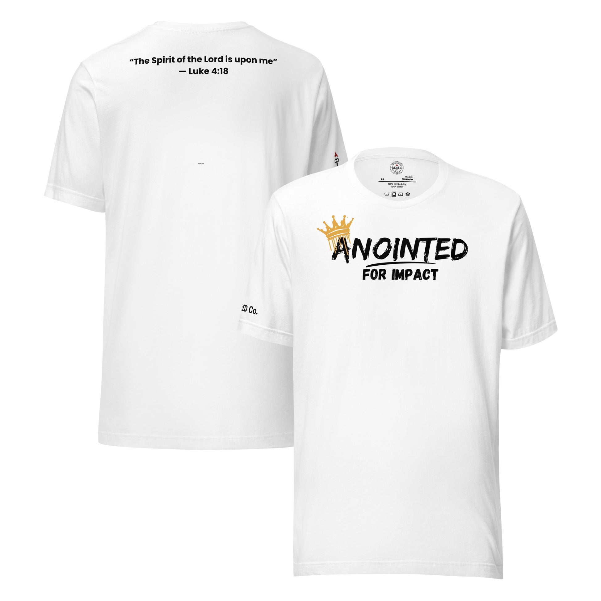 Anointed for Impact White Christian T-Shirt | Faith Purpose Apparel by SEALED Collective