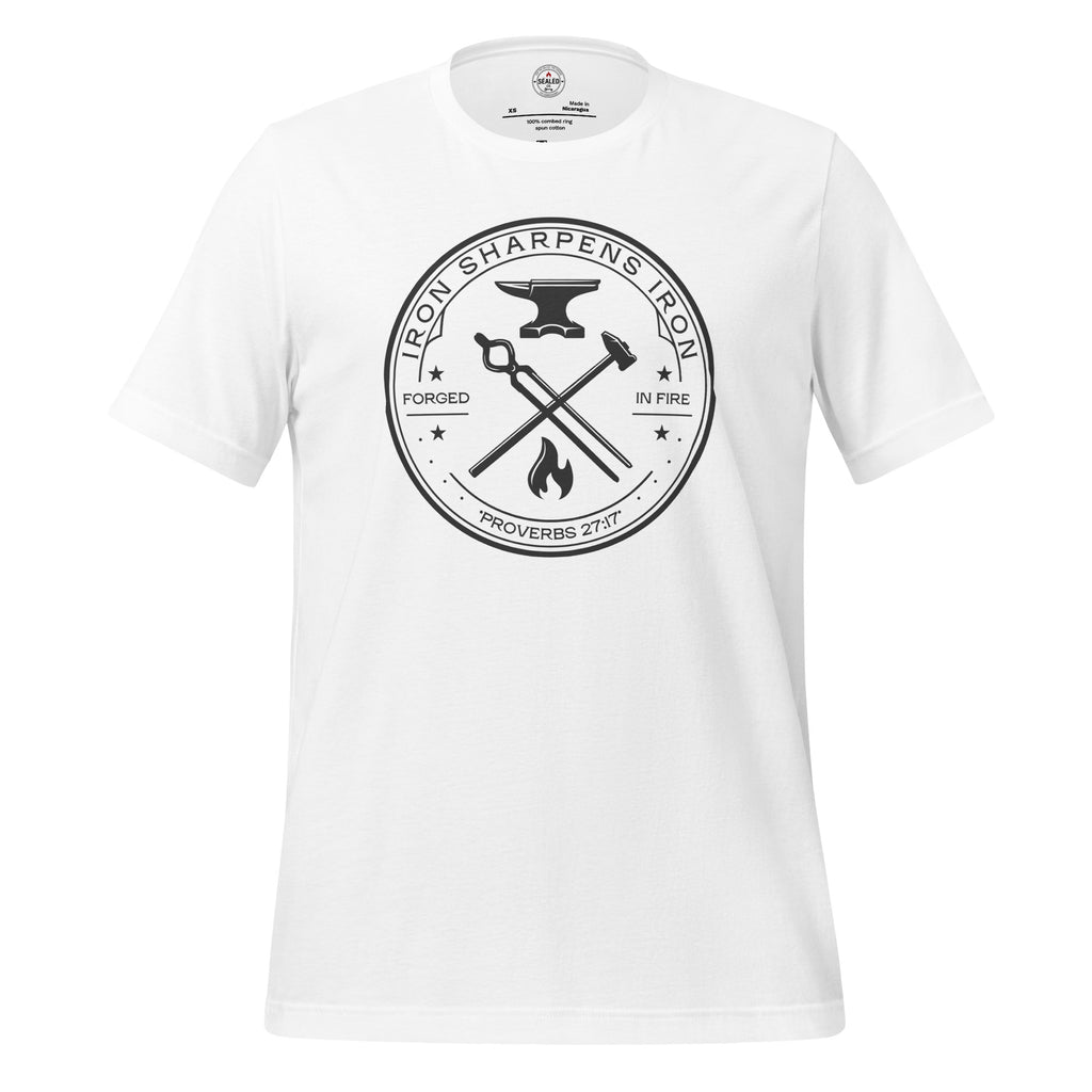 Iron Sharpens Iron Christian T-Shirt | Proverbs 27:17 Faith Apparel by SEALED Collective