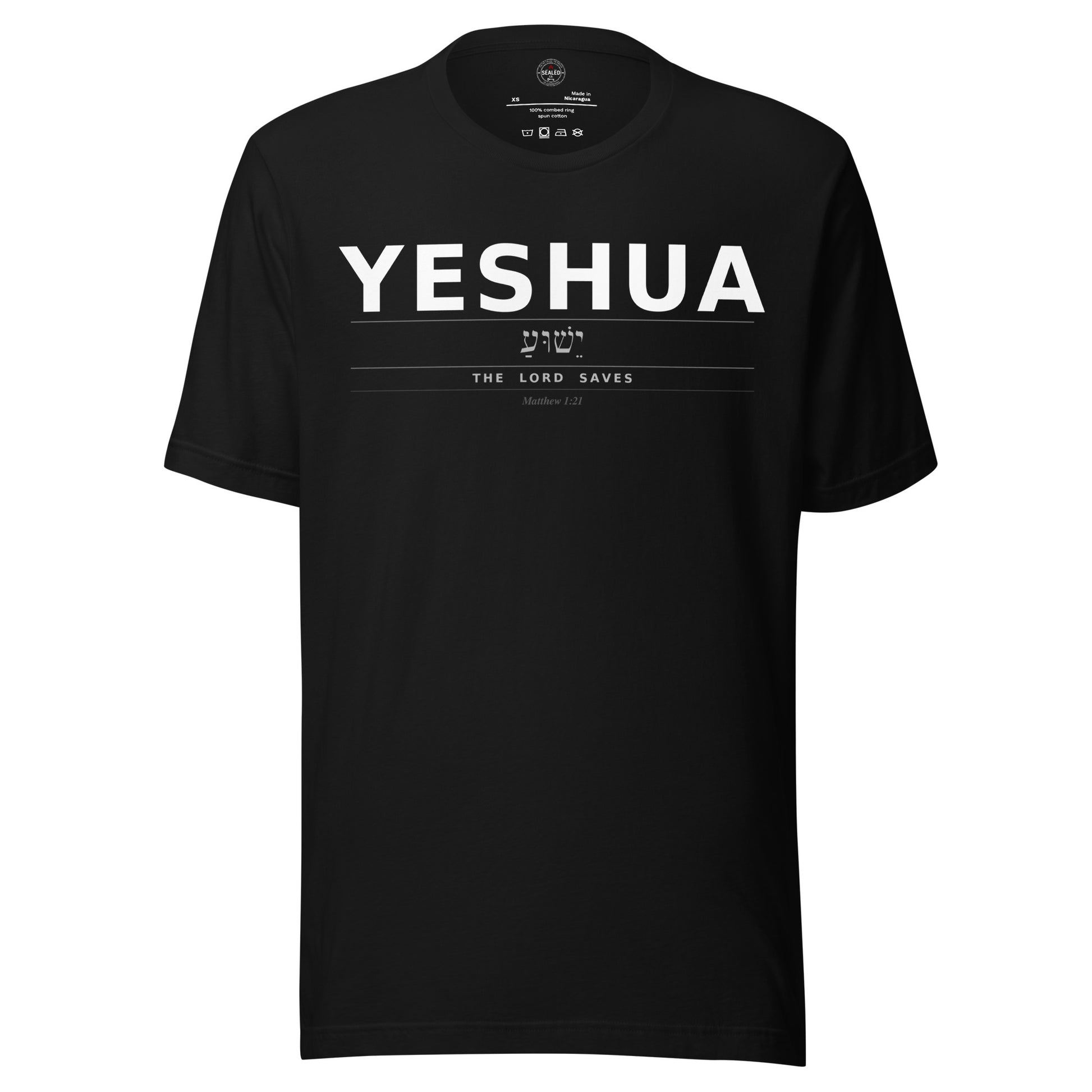 Yeshua Christian T-Shirt | Hebrew “The Lord Saves” Faith Apparel by SEALED Collective